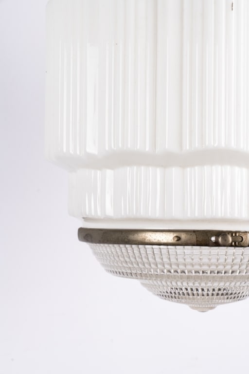 ART DECO MILK GLASS PENDANT LIGHT - 4