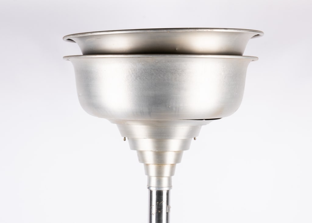 ART DECO BRUSHED ALUMINUM TORCHERE FLOOR LAMP - 2