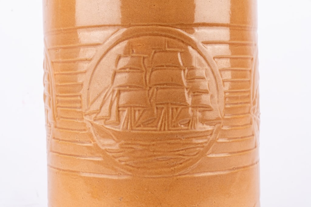 VINTAGE LIDDED JAR WITH SHIP MOTIF - 2