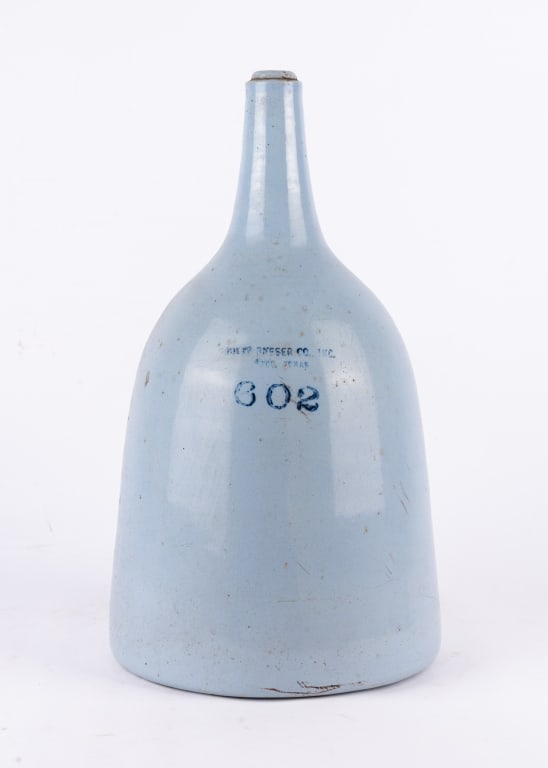 VINTAGE BLUE GLAZED STONEWARE MILK JUG - 2