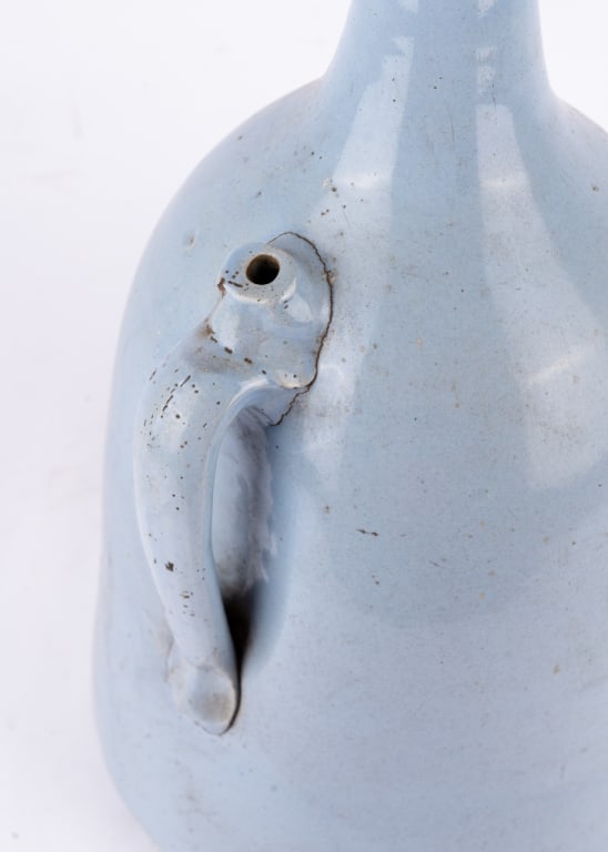 VINTAGE BLUE GLAZED STONEWARE MILK JUG - 4