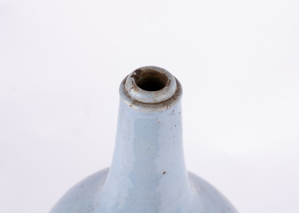 VINTAGE BLUE GLAZED STONEWARE MILK JUG - 5