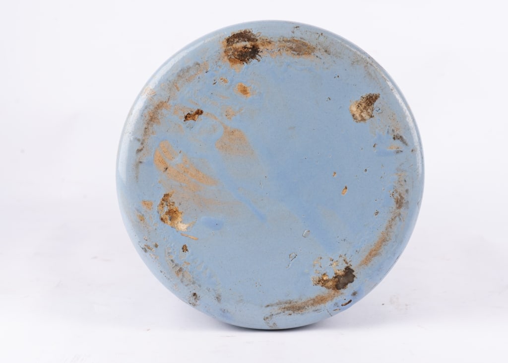 VINTAGE BLUE GLAZED STONEWARE MILK JUG - 6