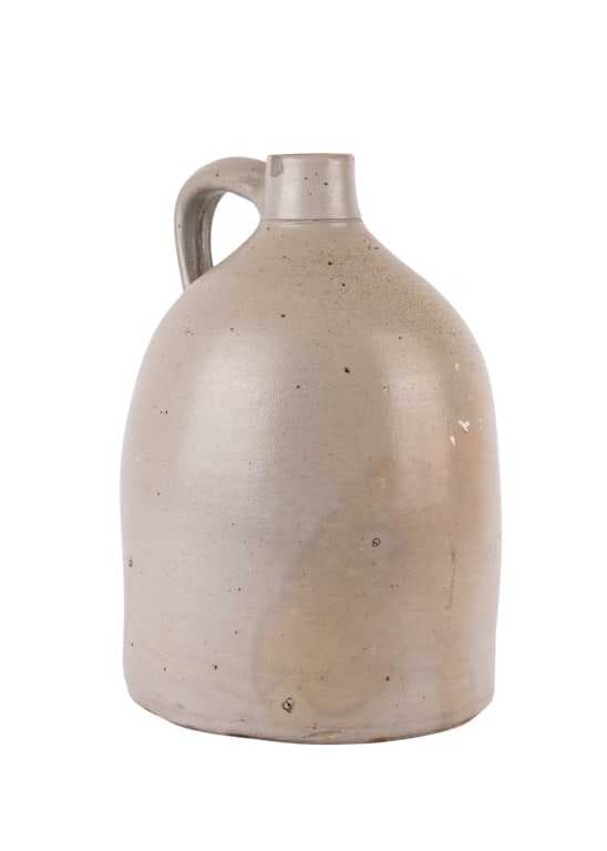 VINTAGE STONEWARE MILK JUG: Vintage stoneware milk jug. Approximate dimensions: h. 13", dia. 10" Disclaimer: Participating bidders must have a credit card on file with LiveAuctioneers in order for their bidding registration to
