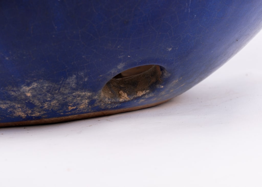 LARGE VINTAGE BLUE CERAMIC JUICER - 5
