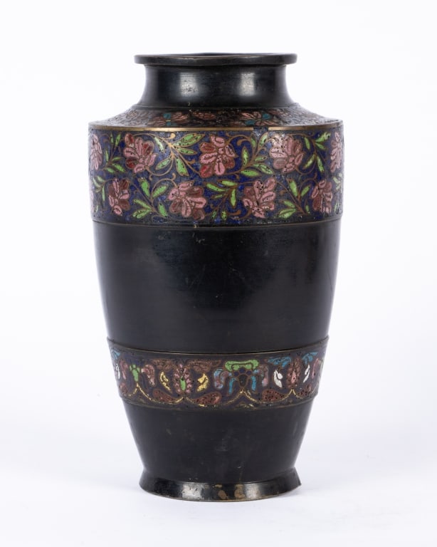 VINTAGE JAPANESE ENAMEL BRONZE VASE - 2