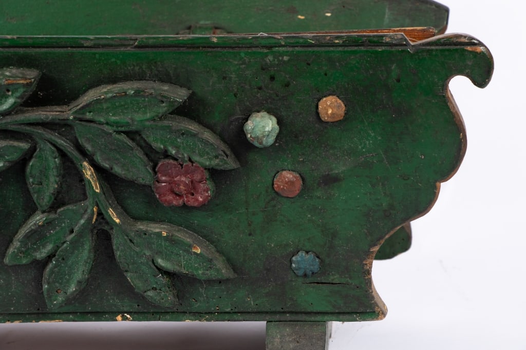 FOLK ART HAND-PAINTED CASSAPANCA BENCH - 4