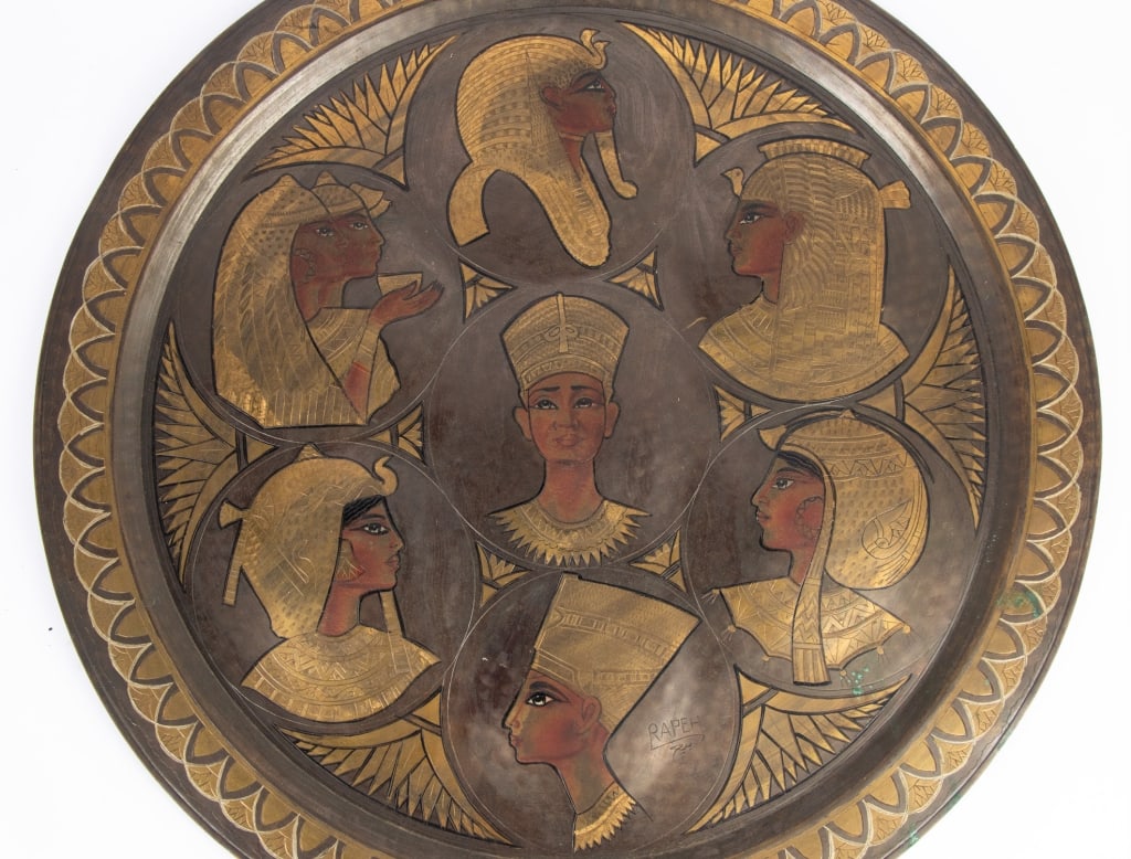 VINTAGE EGYPTIAN STYLE BRASS PLATTER - 2