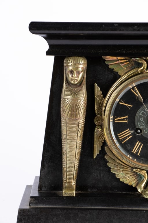 20TH C. EGYPTIAN REVIVAL MANTLE CLOCK - 3