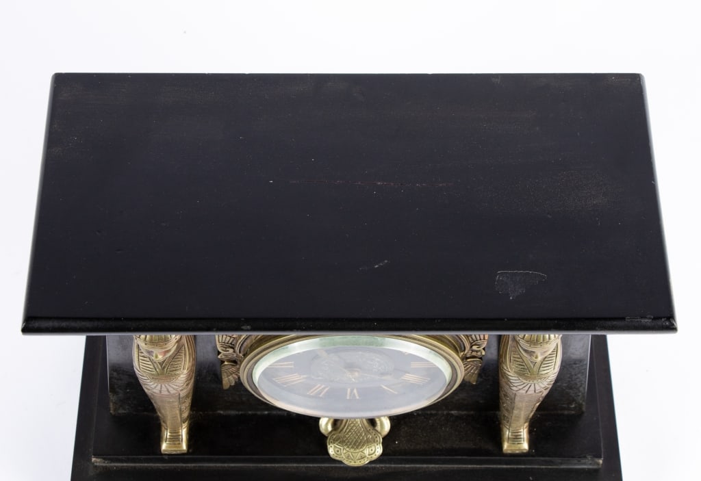 20TH C. EGYPTIAN REVIVAL MANTLE CLOCK - 6