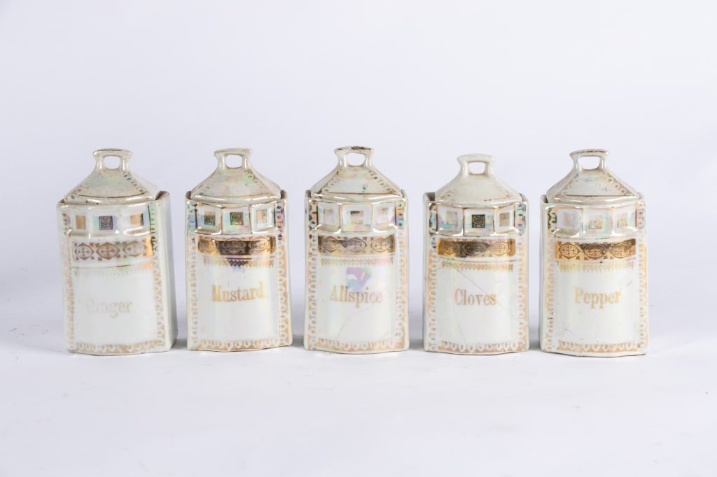 7-PIECE VINTAGE LUSTERWARE STORAGE SET - 2