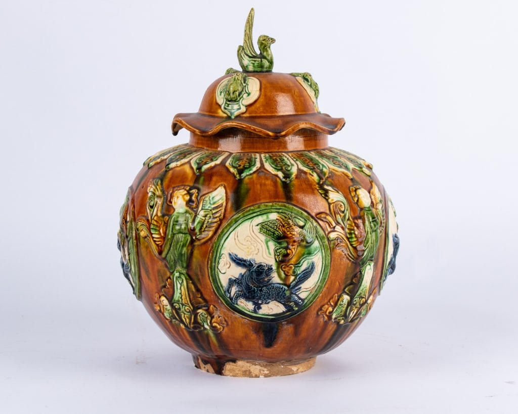 VINTAGE SANCAI LIDDED VASE - 3