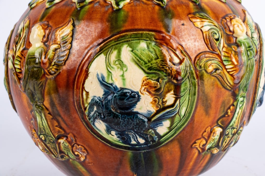 VINTAGE SANCAI LIDDED VASE - 6