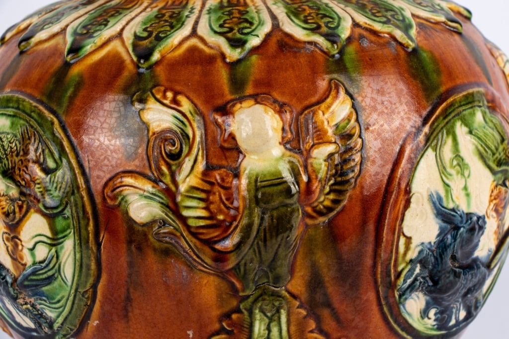 VINTAGE SANCAI LIDDED VASE - 7