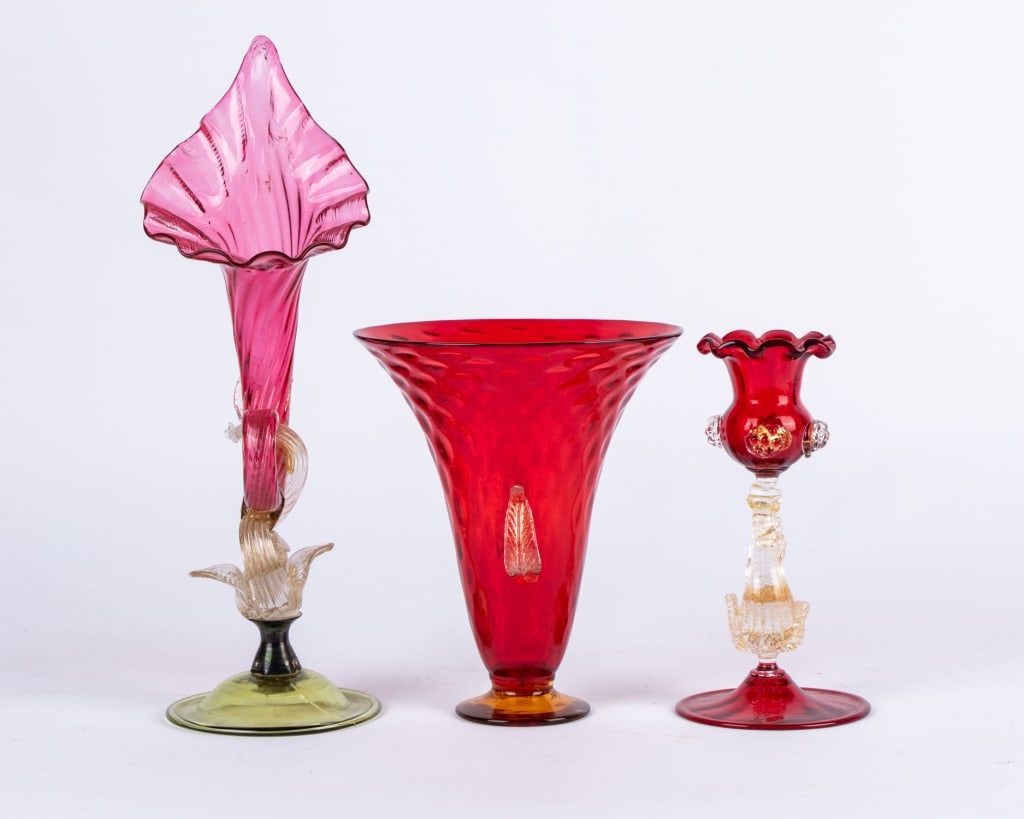 COLLECTION OF 3 CRANBERRY GLASS ITEMS - 2
