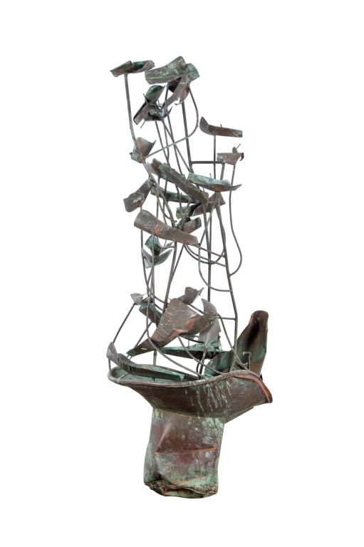 BRUTALIST STYLE ABSTRACT COPPER FOUNTAIN (1 of 8)