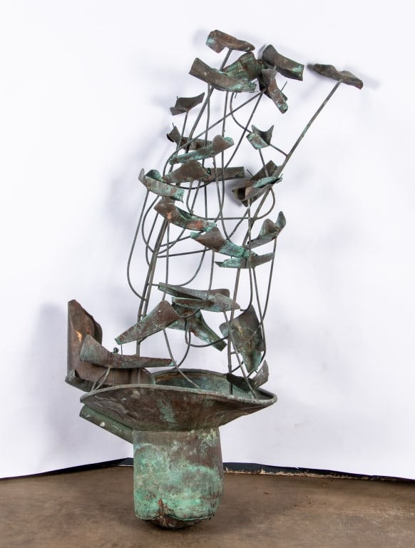 BRUTALIST STYLE ABSTRACT COPPER FOUNTAIN - 5