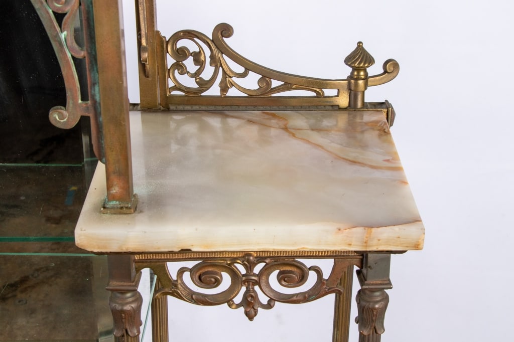 HOLLYWOOD REGENCY STYLE BRASS & ONYX ETAGERE - 10