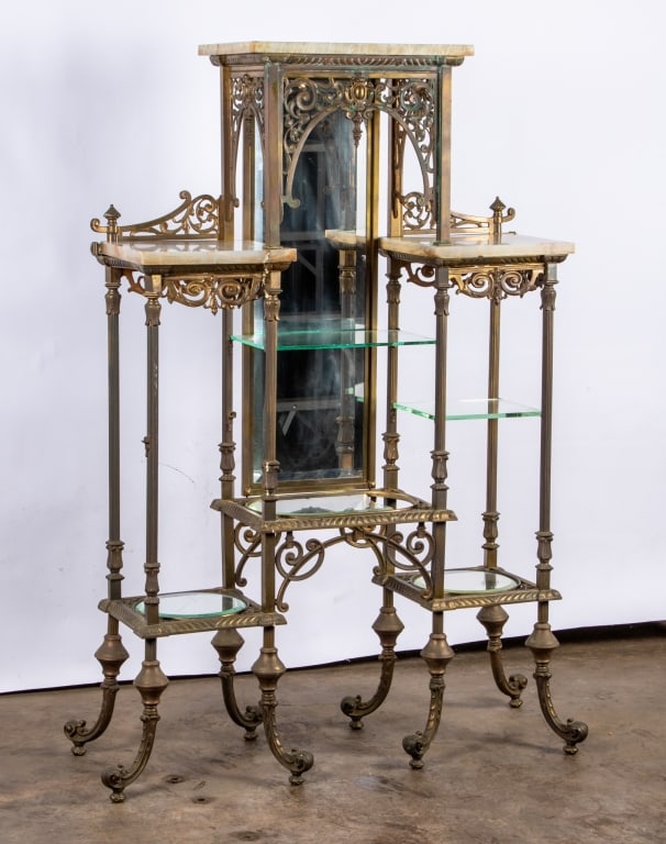 HOLLYWOOD REGENCY STYLE BRASS & ONYX ETAGERE - 9