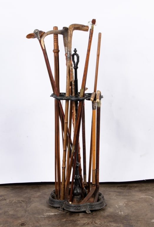 VINTAGE UMBRELLA STAND WITH CROPS & CANES - 2
