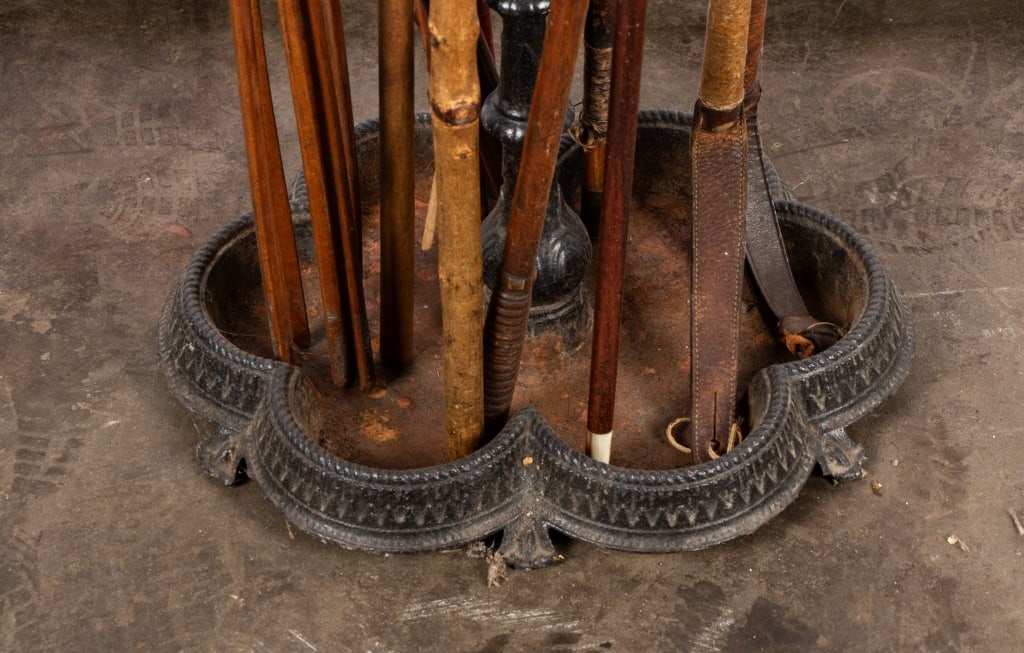 VINTAGE UMBRELLA STAND WITH CROPS & CANES - 4