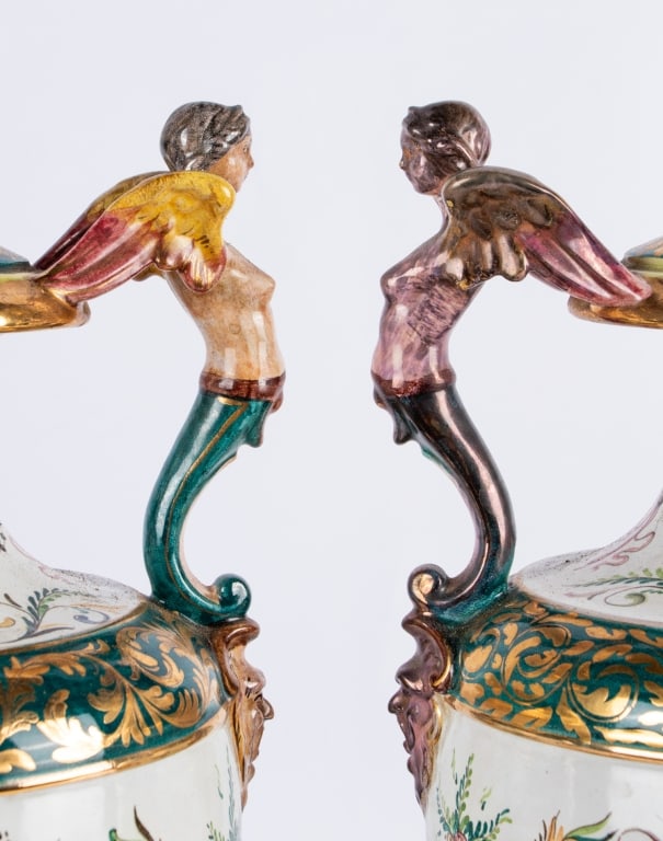 PAIR OF CAPODIMONTE HAND-PAINTED LAMPS - 7