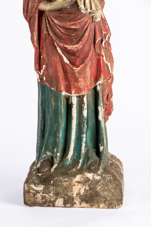 LARGE POLYCHROME MADONNA & CHILD SCULPTURE - 3