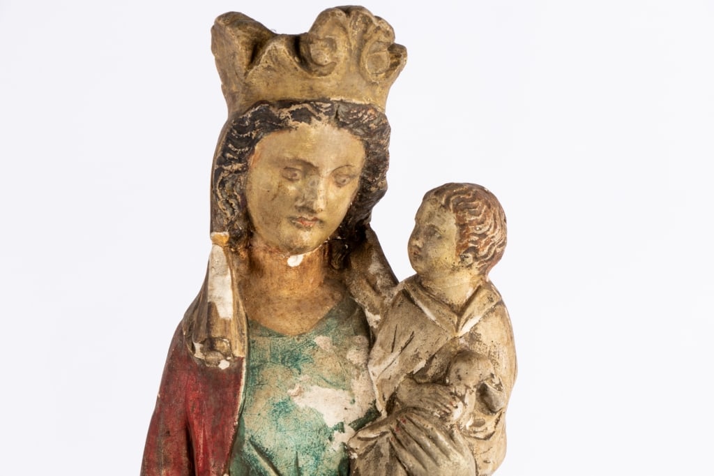 LARGE POLYCHROME MADONNA & CHILD SCULPTURE - 4