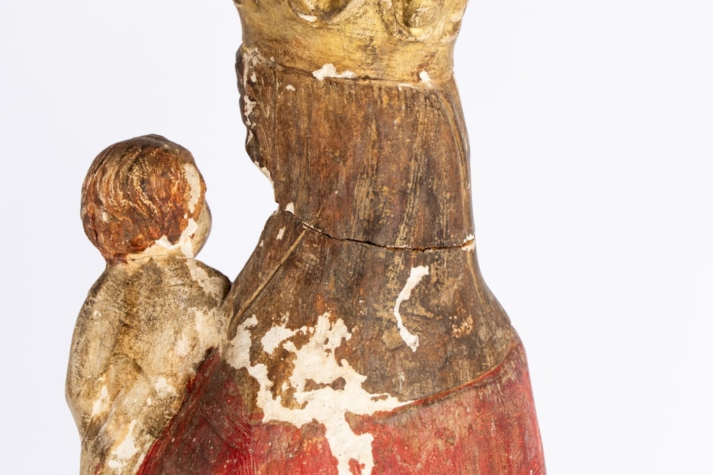 LARGE POLYCHROME MADONNA & CHILD SCULPTURE - 7