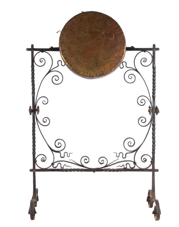 VINTAGE BURMESE DINNER GONG: Vintage Burmese dinner gong. Approximate dimensions: h. 37", w. 24", d. 12" Disclaimer: Participating bidders must have a credit card on file with LiveAuctioneers in order for their bidding