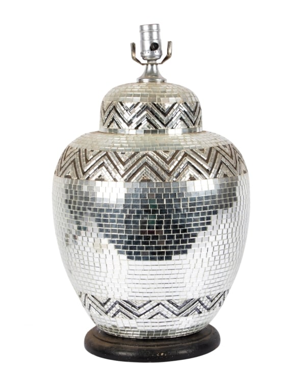 MID-CENTURY MIRRORED MOSAIC TABLE LAMP (1 of 6)