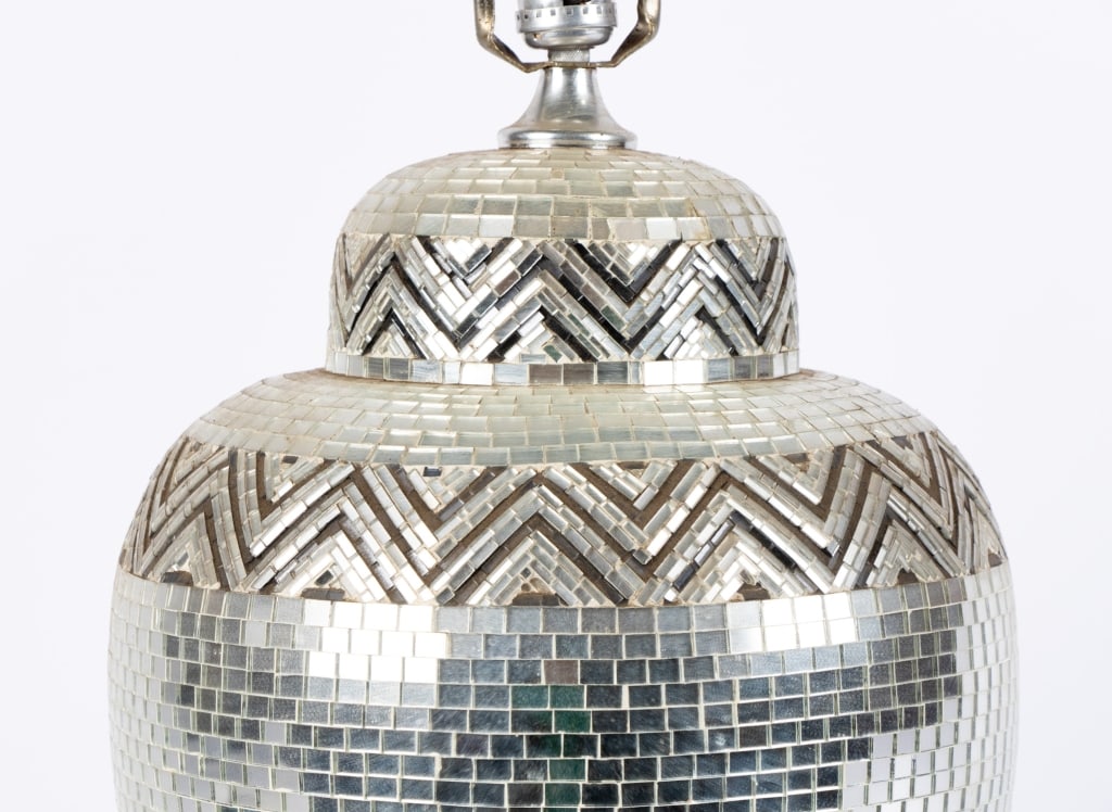 MID-CENTURY MIRRORED MOSAIC TABLE LAMP - 2