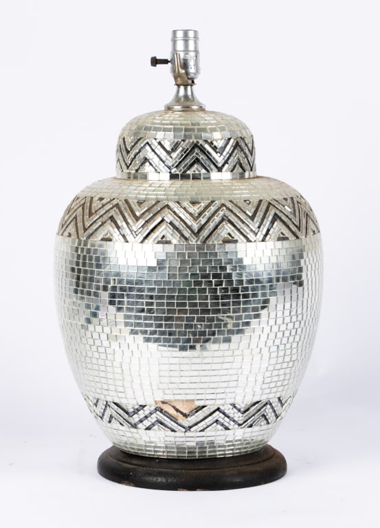 MID-CENTURY MIRRORED MOSAIC TABLE LAMP - 4
