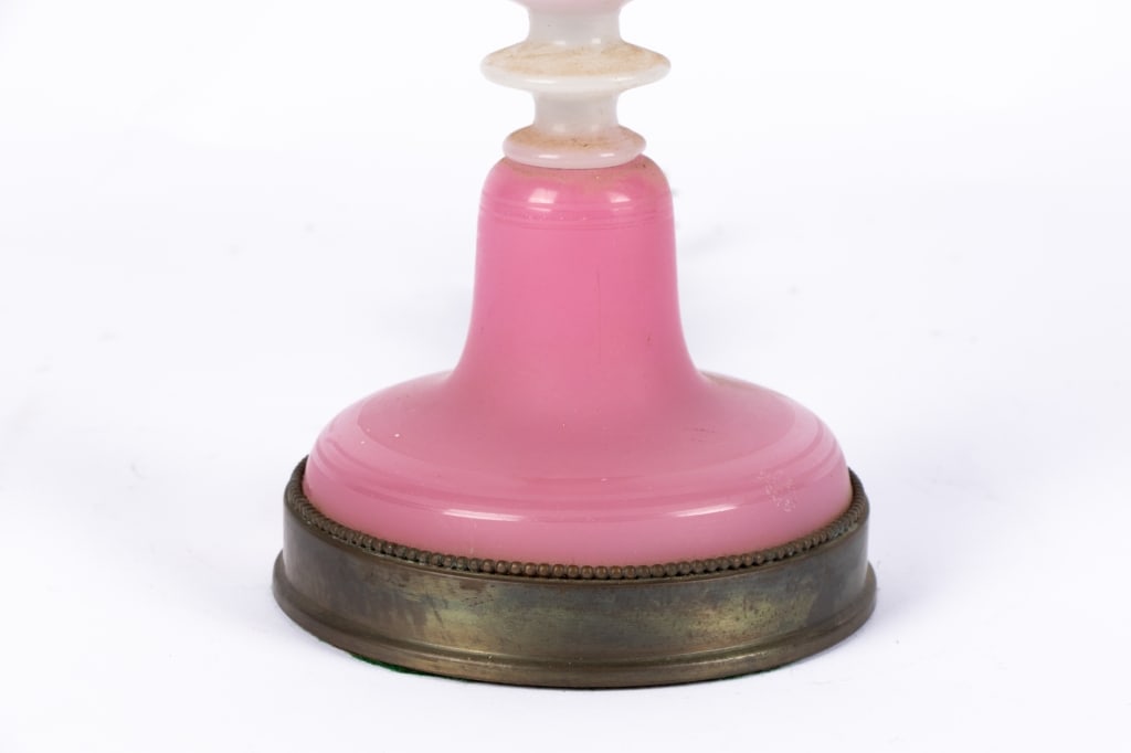 VINTAGE PINK & WHITE OPALINE TABLE LAMP - 3