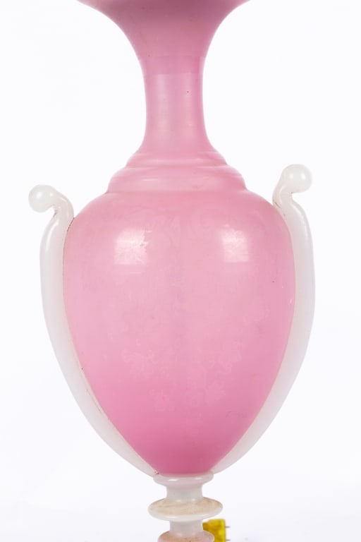 VINTAGE PINK & WHITE OPALINE TABLE LAMP - 4