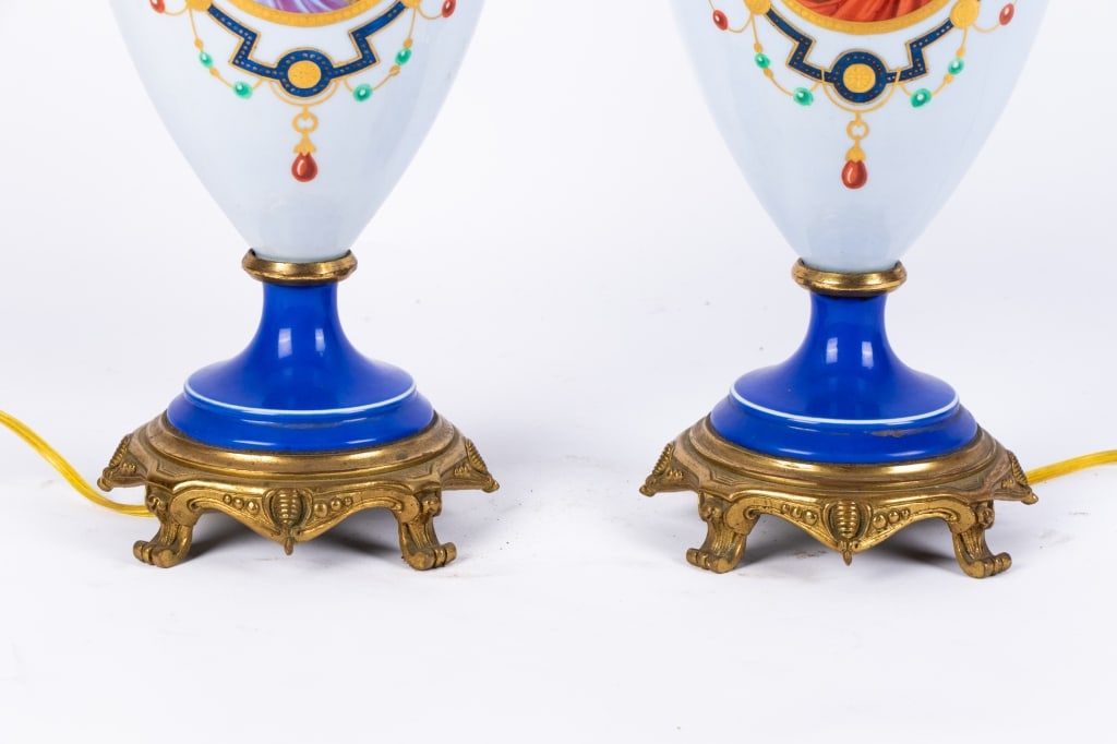 PAIR OF SEVRES STYLE FIGURAL PORCELAIN LAMPS - 4