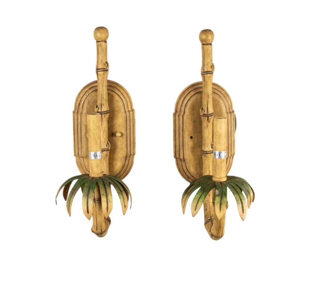 CONTEMPORARY BAMBOO & PALM MOTIF WALL SCONCES (1 of 4)