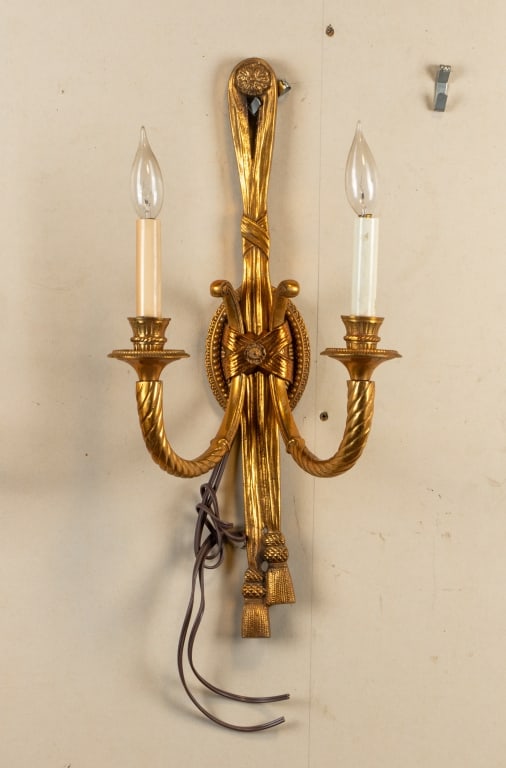 PAIR OF FRENCH REGENCY STYLE BRASS SCONCES - 2