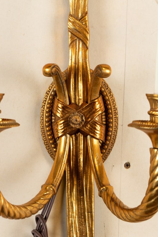 PAIR OF FRENCH REGENCY STYLE BRASS SCONCES - 3