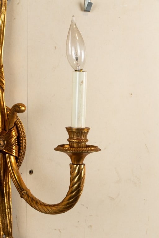 PAIR OF FRENCH REGENCY STYLE BRASS SCONCES - 4