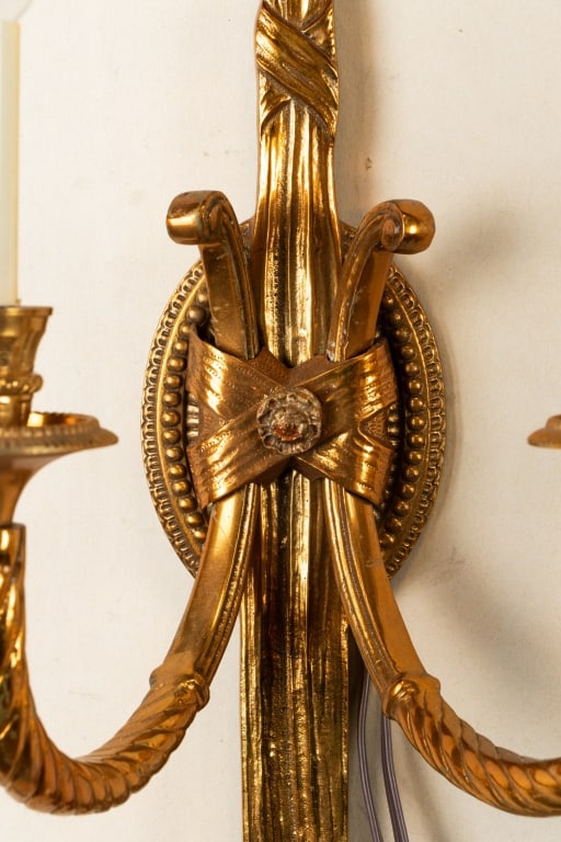 PAIR OF FRENCH REGENCY STYLE BRASS SCONCES - 5