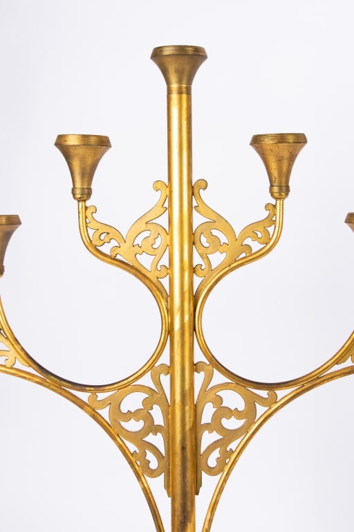 PAIR OF ART DECO STYLE BRASS CANDELABRAS - 4