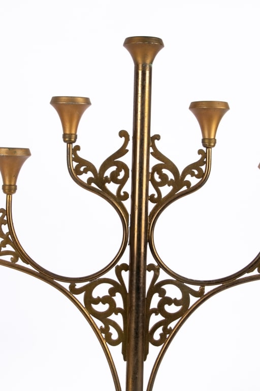 PAIR OF ART DECO STYLE BRASS CANDELABRAS - 5