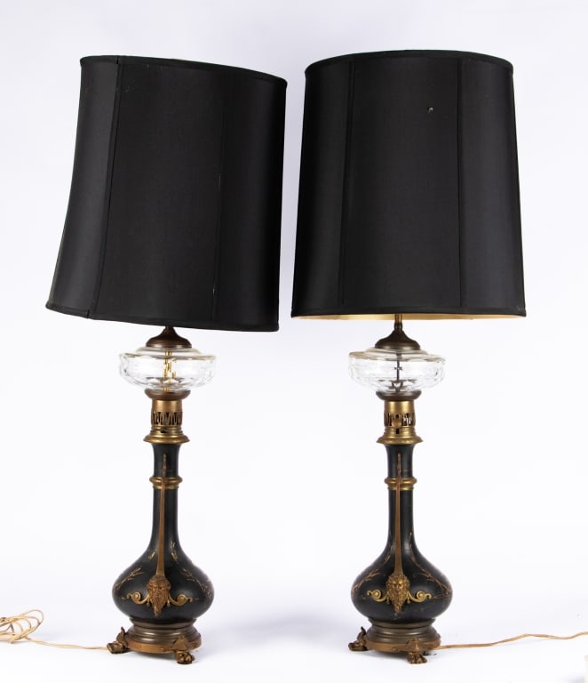 PAIR OF FIGURAL ELECTRIFIED OIL LAMPS - 7