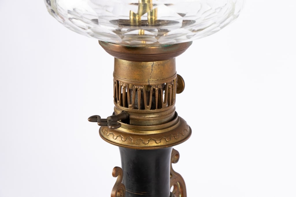 PAIR OF FIGURAL ELECTRIFIED OIL LAMPS - 9