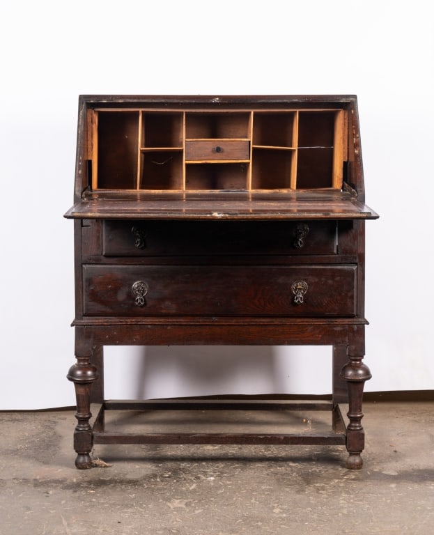 JACOBEAN STYLE SLANT FRONT DESK - 2