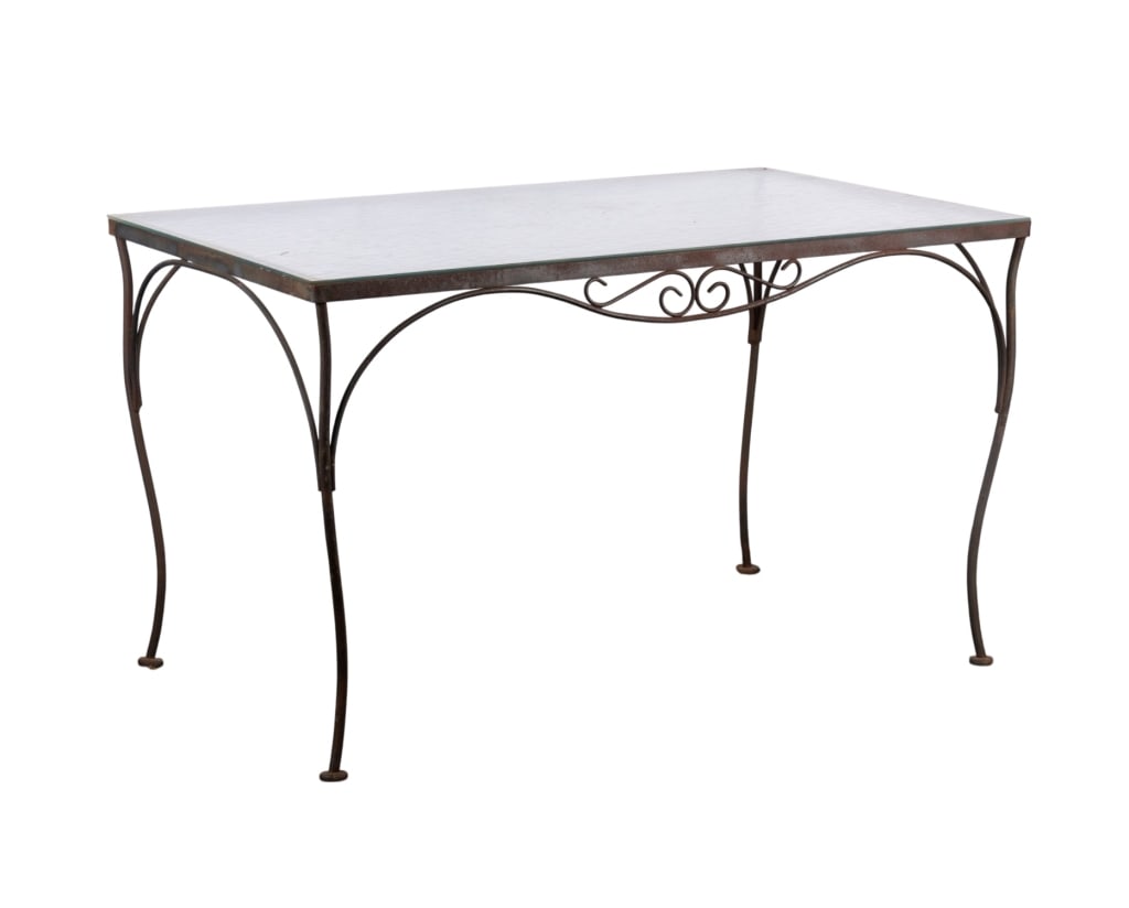WROUGHT IRON & GLASS GARDEN TABLE (1 of 5)