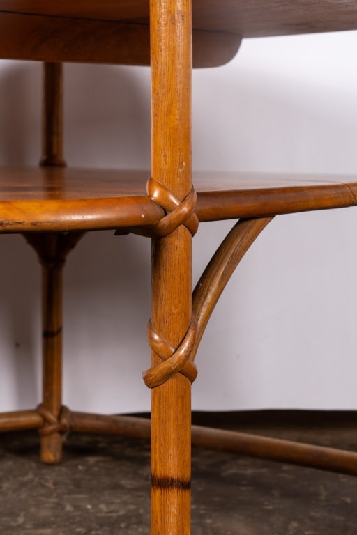 HEYWOOD WAKEFIELD FAUX BAMBOO CORNER TABLE - 3
