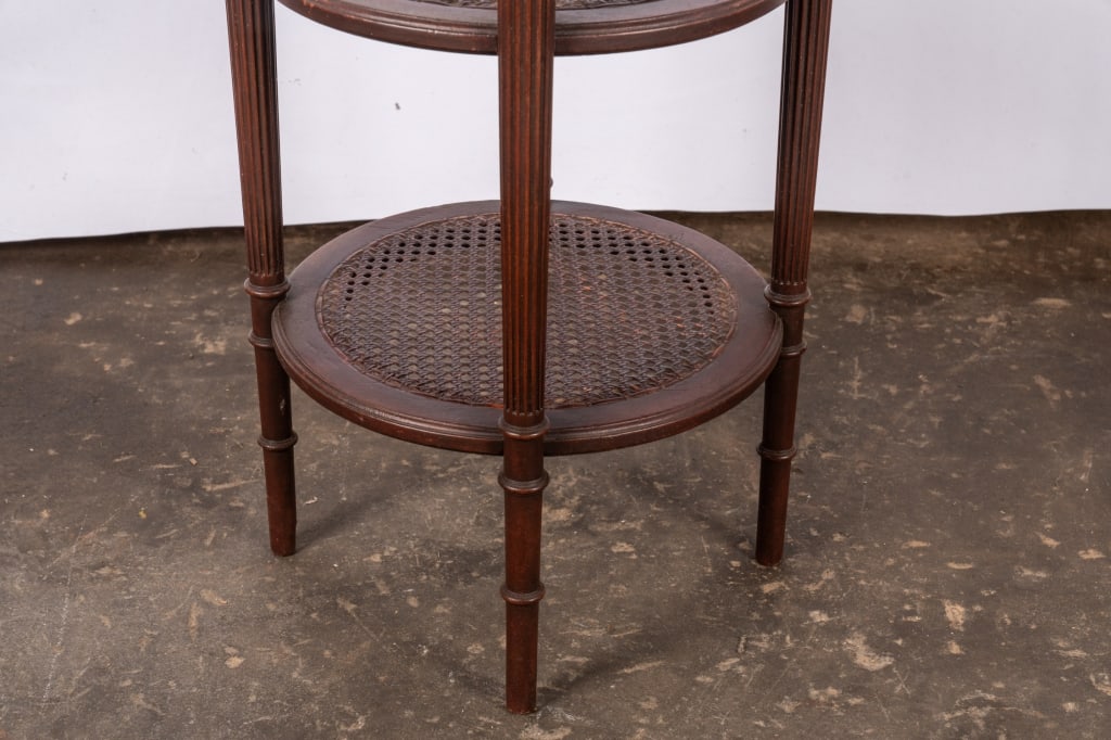PAIR OF TWO-TIER MARBLE TOP LAMP TABLES - 5
