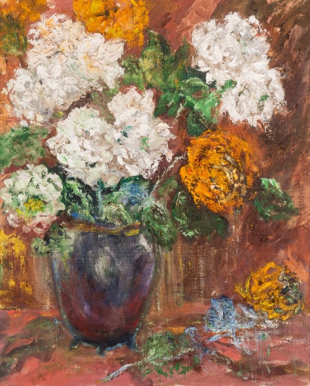 FLORAL STILL LIFE, OIL ON CANVAS - 4